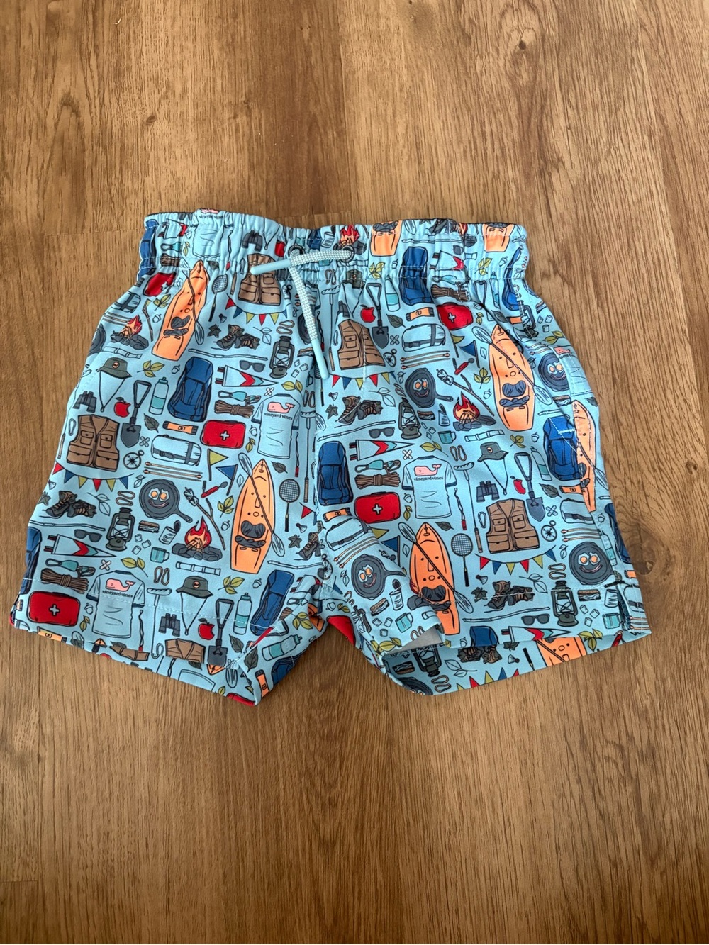 Vineyard Vines Light Blue Kids Camping & Kayak Print Shorts